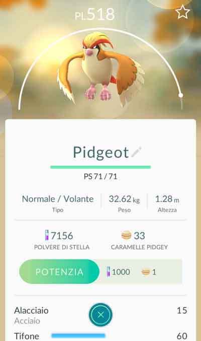 PokemonGo schermata Pidgeot